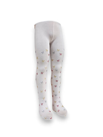 Kelebekli Simli Çocuk Külotlu Çorap - Dore  ST08584  