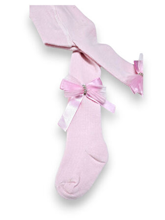 Taşlı Fiyonklu Çocuk Koton Külotlu Çorap