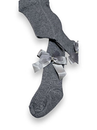 Taşlı Fiyonklu Çocuk Koton Külotlu Çorap