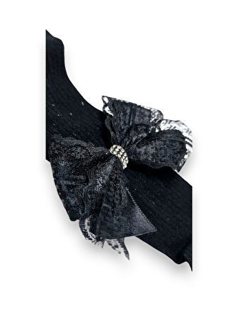 Taşlı Fiyonklu Çocuk Koton Külotlu Çorap