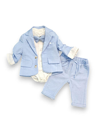 Erkek Bebek Ceketli Papyonlu Takım Elbise