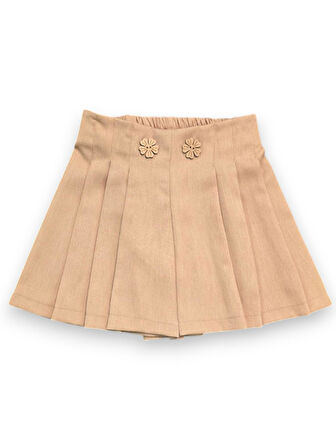 Yakası Dantelli Kız Çocuk Şort Etekli Takım