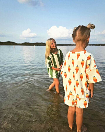 Dondurma Desenli Kız Çocuk Şortlu Takım