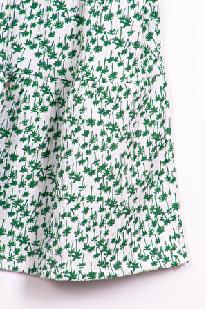 Palmiye Desenli Kız Çocuk Yazlık Elbise