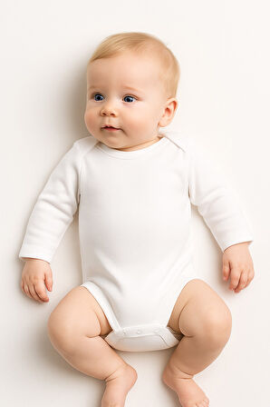 Uzun Kollu Erkek Bebek Çıtçıtlı Body
