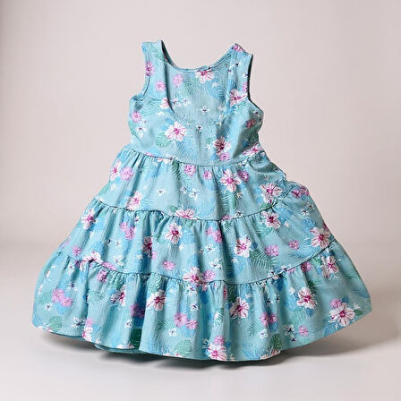 Çiçekli Kız Çocuk Elbise