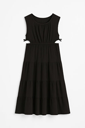 Yanı Dekolteli Kız Çocuk Elbise