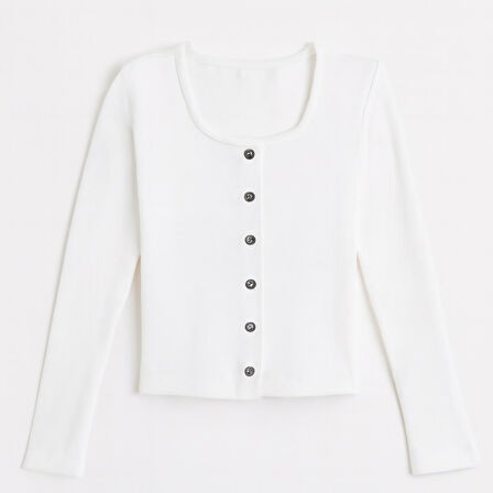 Önü Düğme Detaylı Kız Çocuk Bluz