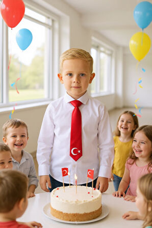 Ayyıldız Baskılı Çocuk Kravat