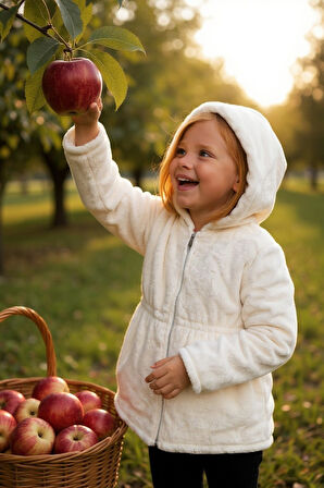 Peluş Kız Çocuk Mont