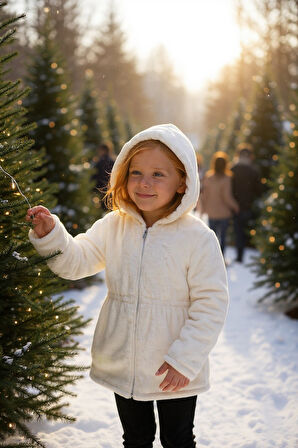 Peluş Kız Çocuk Mont