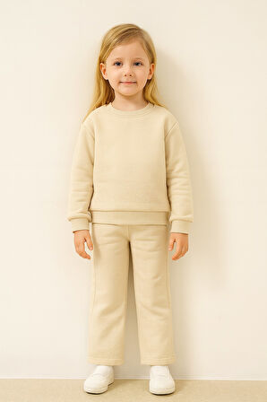 Taşlı Kışlık Kız Çocuk İspanyol Paça Takım