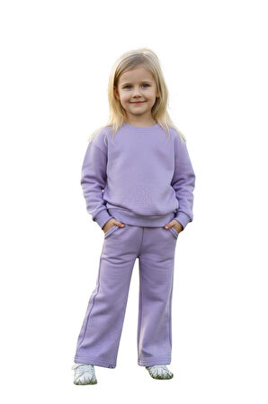 Taşlı Kışlık Kız Çocuk İspanyol Paça Takım
