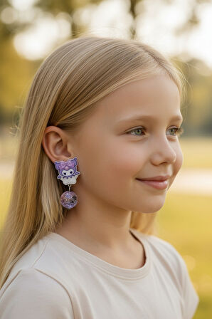 Kuromi Deliksiz Kıstırmalı Çocuk Küpe