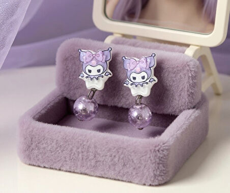 Kuromi Deliksiz Kıstırmalı Çocuk Küpe