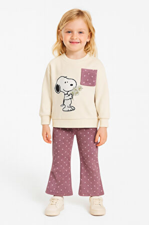 Çiçekli Kadife Taytlı Kışlık Çocuk Taytlı Takım