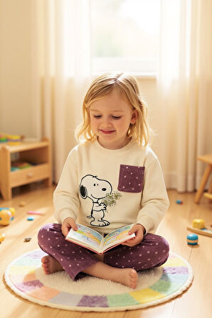 Çiçekli Kadife Taytlı Kışlık Çocuk Taytlı Takım