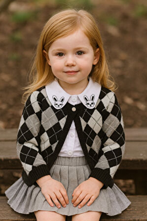 Hırkalı Gömlekli Kız Çocuk Etekli Takım