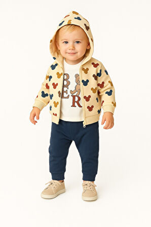 Bear Hırkalı Erkek Bebek Eşofman Takım