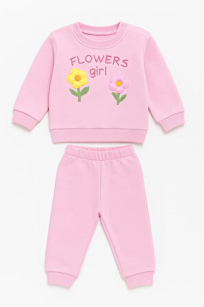 Çiçek Nakışlı Kız Bebek Kışlık Takım