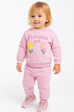 Çiçek Nakışlı Kız Bebek Kışlık Takım