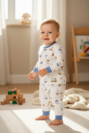 Tavşan Desenli Erkek Bebek Pijama Takım