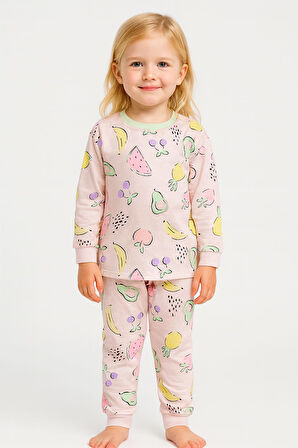 Meyve Desenli Kız Çocuk Pijama Takım