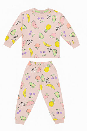 Meyve Desenli Kız Çocuk Pijama Takım