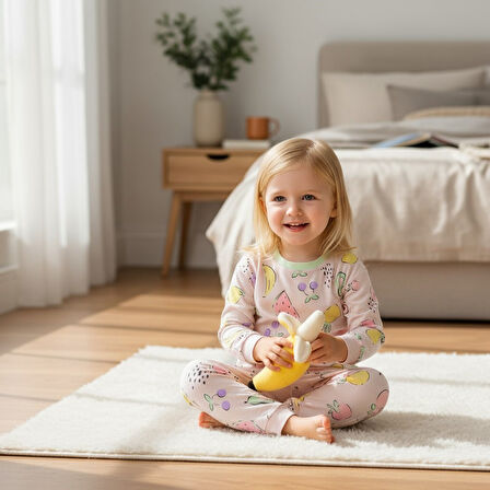 Meyve Desenli Kız Çocuk Pijama Takım