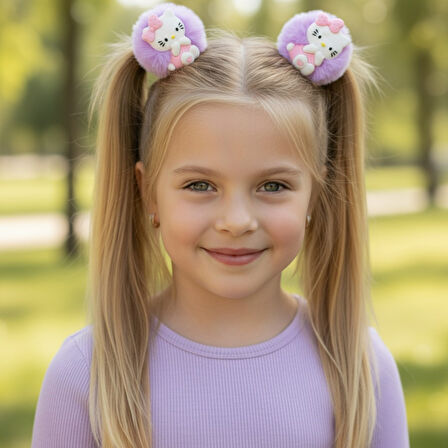 Hello Kity Peluş Lastikli Kız Çocuk Toka Set 2li