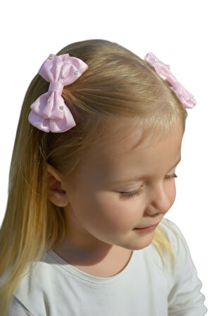 Taşlı Fiyonklu Kız Çocuk Okul Tokası 2li