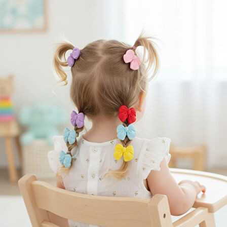 Fiyonklu Kız Çocuk Lastikli Toka 5 Çift