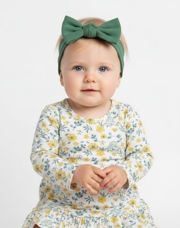 Çiçekli Uzun Kol Kız Bebek Elbise  ST09753