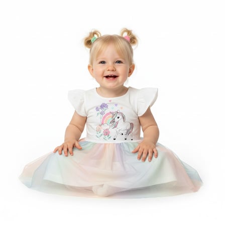 Unicorn Tüllü Kız Çocuk Elbise