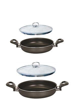 Mehtap Teflon Sahan Set 20+18 CM Cam Kapaklı