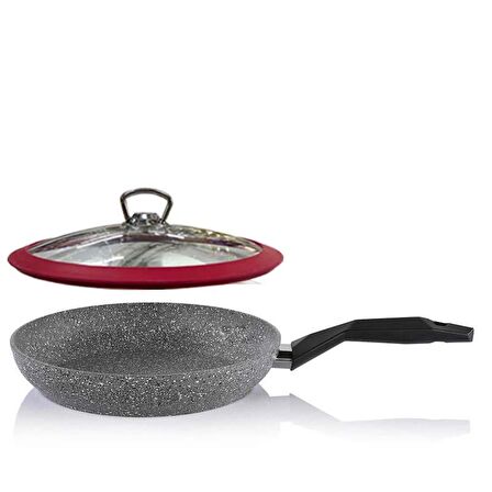 Schafer Cory Granit Tava 24 CM Kırmızı Silikon Kapaklı