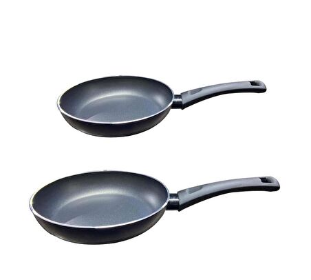 Teflon Tava 2li Set İndüksiyon Tabanlı Lacivert Renk 24+28 CM