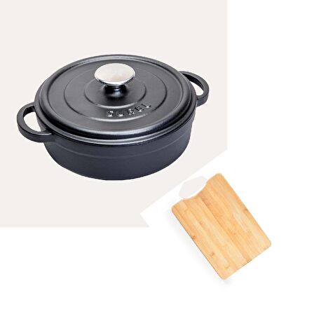 Döküm Karnıyarık Siyah 24 CM Kesme Tahtası Hediyeli