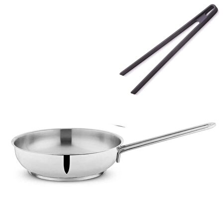 Schafer 24 CM Çelik Tava Ve Silikon Maşa