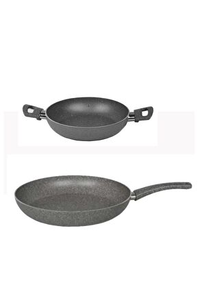 Mehtap Granit Tava Sahan Set 32 cm Tava ve 20 CM Sahan