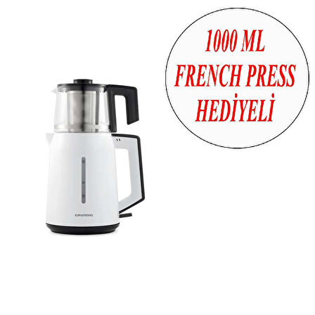 Grundig Elektrikli Çaydanlık Ve Cam French Press 1000 ML Bitki Çayı Demliği