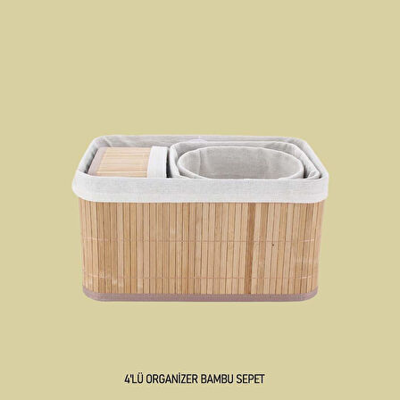 Bambu Sepet Takımı Organizer Sepet 4 Lü 