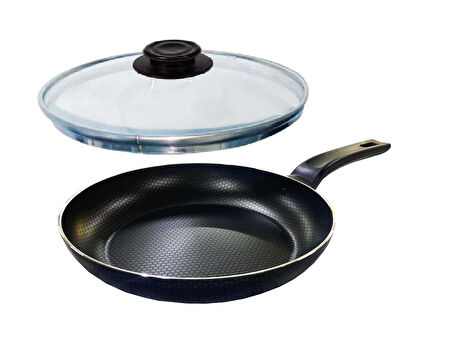 Teflon Tava Cam Kapaklı 24 CM Petek Desenli