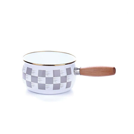 Damalı Emaye Sos Tavası 16 CM ve Silikon Spatula Seti