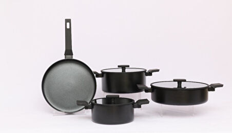 Winterbach 7 Parça Teflon Tencere Takımı İndüksiyon Tabanlı Siyah