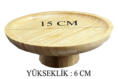 Bambu Ayaklı Servis Tabağı 15/17 CM Mini İkramlık Sunumluk