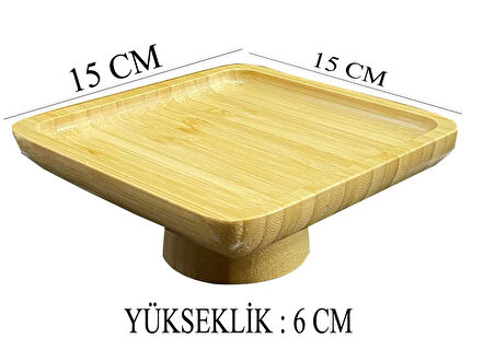 Bambu Ayaklı Servis Tabağı 15 CM Mini İkramlık Sunumluk