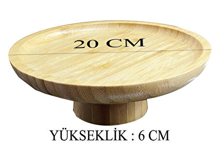 Bambu Ayaklı Servis Tabağı 20 CM Mini İkramlık Sunumluk