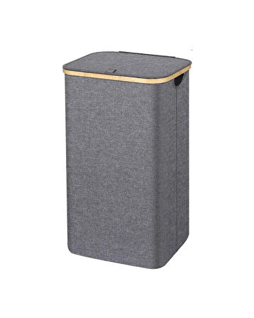 Kumaş Çamaşır Sepeti Katlanır 100 Litre Bambu Çerçeveli