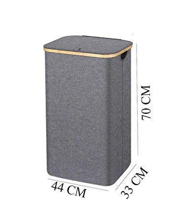 Kumaş Çamaşır Sepeti Katlanır 100 Litre Bambu Çerçeveli